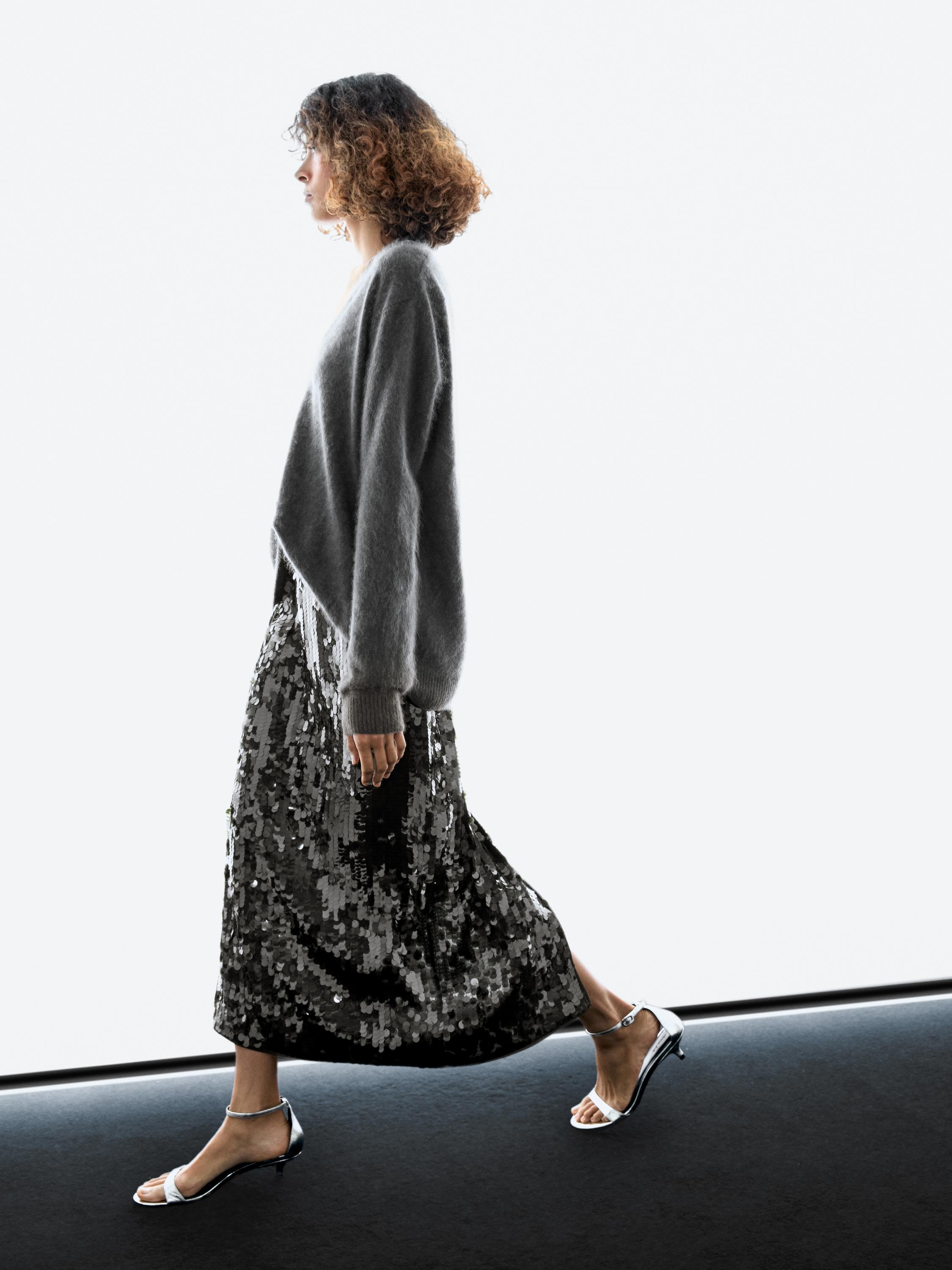 Jupe midi à paillettes